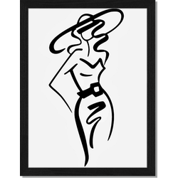 Fashion Drawing - Fotoprint in houten frame - 30 X 40 X 2,5 cm