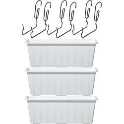4x Witte balkon reling bakken/bloempotten 6,5 liter - Plantenbakken
