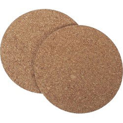 Pannenonderzetters van kurk - set van 4x stuks - rond - dia 18 x 18 cm - Panonderzetters