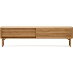 Kave Home - Lenon TV-meubel met 2 deuren in massief hout en eikenfineer, 200 x 57 cm FSC MIX Krediet