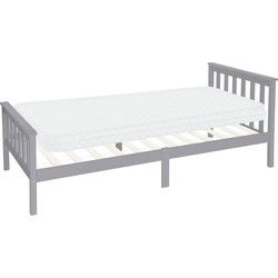 Bedframe eenpersoonsbed 90x200cm van grenenhout in lichtgrijs met lattenbodem & matras H-10cm ML design