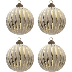 Clayre & Eef Kerstbal Set van 4  Ø 8 cm Goudkleurig Glas Rond Kerstboomversiering