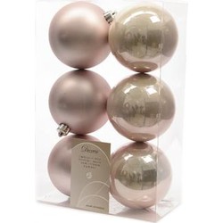 4 stuks - 6 kerstballen poeder roze 80 mm