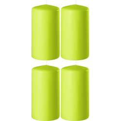 4x Kaarsen lime groen 6 x 12 cm 45 branduren sfeerkaarsen - Stompkaarsen