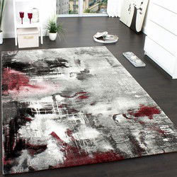 Laagpolig Vloerkleed - Cantera - Grijs / Rood - 80x150 cm