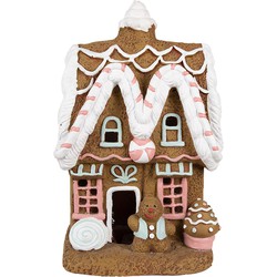 Clayre & Eef Gingerbread house met LED 39 cm Bruin Kunststof Peperkoekhuisje