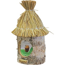 Boon Vogelhuisje/voederhuisje - berkenhout - met stro dak - 36 cm - Vogelvoederhuisjes