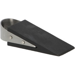 Esschert deurstopper/deurwig - rvs/rubber - zwart -A anti-slip -A 12 x 5 x 3 cm - Deurstoppers