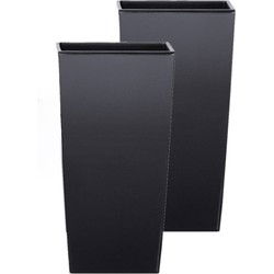 Prosperplast Bloempot Urbi - 2x - antraciet - kunststof - 19 x 19 x 37 cm - Plantenpotten