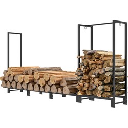 4goodz Outsunny Houthaardenrek 240 cm tot 300 kg Staal - Zwart