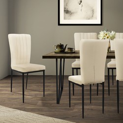 Eetkamerstoel set van 4 taupe met fluwelen bekleding en metalen poten Keukenstoel ML design
