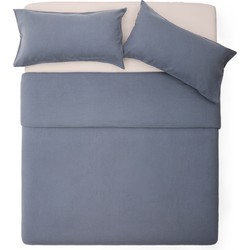 Kave Home - Blauwe set dekbedovertrek en kussenslopen Simmel van katoen en linnen voor een bed van 150