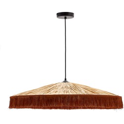 Kave Home - Pollensa-plafondlamp van raffia met natuurlijke afwerking en terracotta franjes Ø 75 cm