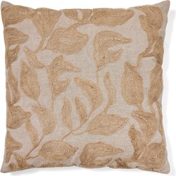 Kave Home - Kussenhoes Sorima van beige katoen met een bloemstiksel van jute 45 x 45 cm