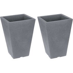 Bloempot/plantenpot - 2x stuks - grijs - D35 x H55 cm - kunststof - plantenbak - Plantenpotten
