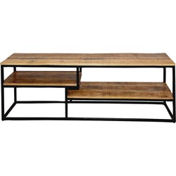 SVJ TV-Meubel Rechthoekig - 36x150x51 cm - Metaal/Hot - Zwart/Bruin