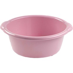 Set van 2x stuks kunststof teiltjes/afwasbakken rond 15 liter oud roze - Afwasbak