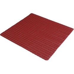 Urban Living Badkamer/douche anti slip mat - rubber - voor op de vloer - donkerrood - 55 x 55 cm - Badmatjes