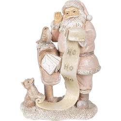 Clayre & Eef Beeld Kerstman 11x8x15 cm Roze Polyresin Kerstdecoratie