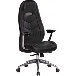 Pippa Design lederen bureaustoel met hoge rugleuning - zwart