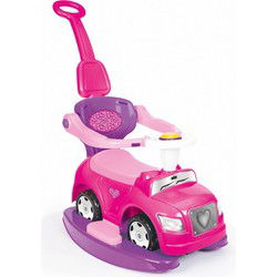 Dolu Eenhoorn Loopauto met Duwstang Roze