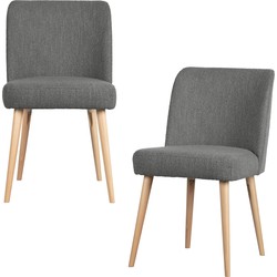 vtwonen eetkamerstoelen Force - Bouclé - Staalgrijs - Set van 2