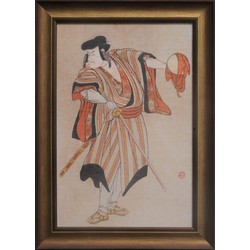 Fine Asianliving Japans Schilderij met Lijst Krijger met Katana zwaard