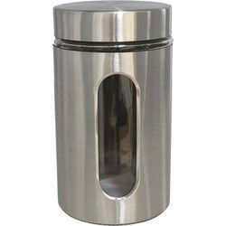 Gerimport Voorraadpot - zilverkleurig - RVS - deksel - 1000 ml - Voorraadpot