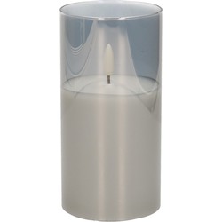 1x stuks luxe led kaarsen in grijs glas D7,5 x H15 cm met timer - LED kaarsen