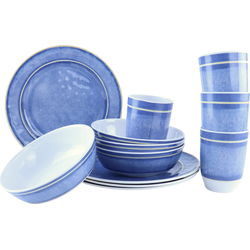 OTIX Melamine Serviesset - 12-Delig - Dinerborden - Soepkommen - Drinkglazen - Camping Servies - Limonadeglazen - Blauw - NAVARA