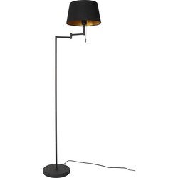 Mexlite - vloerlamp - Bella - zwart - linnen metaal - leeslamp - E27 - 5894ZW