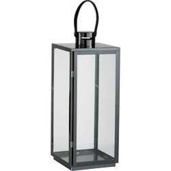 J-line - Lantaarn Vierkant Metaal/glas Zwart - 22.5x21x65cm