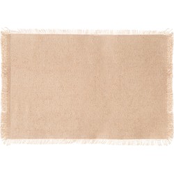 Secret de Gourmet placemats Kenya - 1x - beige - 45 x 30 cm - katoen - met franjes - Placemats