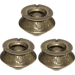 Set van 3x stuks terras asbakken/stormasbakken rond ijzer 12 x 8 cm goud - Asbakken