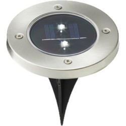 Solar tuinlamp/prikspot grondspot op zonne-energie 12 cm RVS - Buitenverlichting