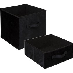 Set van 2x stuks opbergmanden/kastmanden 14 en 29 liter zwart van polyester 31 cm - Opbergkisten