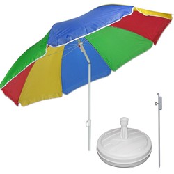 Regenboog gekleurde tuin/strand parasol 180 cm met grondharing van 50 cm - Parasols