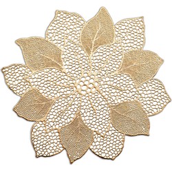 Zeller placemats lotus bloem - 1x - goud - kunststof - 49 x 47 cm - Placemats