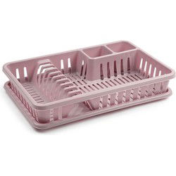 Plasticforte Afdruiprek met lekbak - 45 x 30 cm - roze - Afwassen - Afdruiprekken