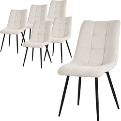 Eetkamerstoelen set van 6 Beige keukenstoel met polyester hoes en stalen poten ML-Design