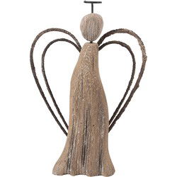 Clayre & Eef Decoratie Beeld Engel Bruin Hout