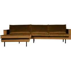 BePureHome Rodeo Chaise Longue Links - Velvet - Honinggeel