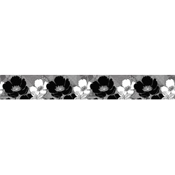 Sanders & Sanders zelfklevende behangrand bloemen zwart wit en grijs - 14 x 500 cm - 600091