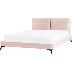 Beliani MELLE - Tweepersoonsbed-Roze-Fluweel