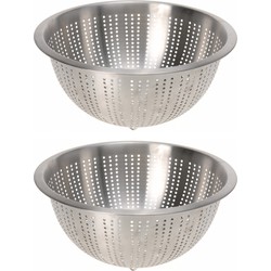 Keuken afgieten Vergiet - 2x - zilver - RVS - Dia 28 x H13 cm - Vergieten