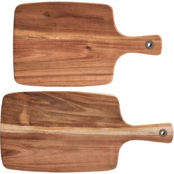 2x Rechthoekige acacia houten snij/serveerplanken 32/42 cm - Snijplanken