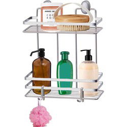Concorde - Doucherekje met haakjes - 2-laags - zilver - H30 cm - Douche- en badrekjes