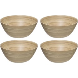 Set van 8x stuks Slakommetjes/serveer schaaltjes - bamboe - D17 cm - Saladeschalen