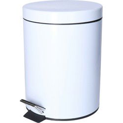 CM Pedaalemmer Shine - wit - 5L - metaal - toilet/badkamer - Pedaalemmers