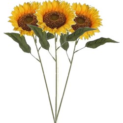 3x stuks mica gele kunst zonnebloemen kunstbloemen 70 cm decoratie - Kunstbloemen